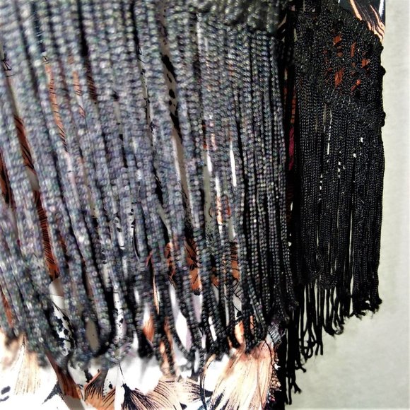 Zac & Rachel Floral Abstract Fringe Tank Top L - Picture 7 of 7